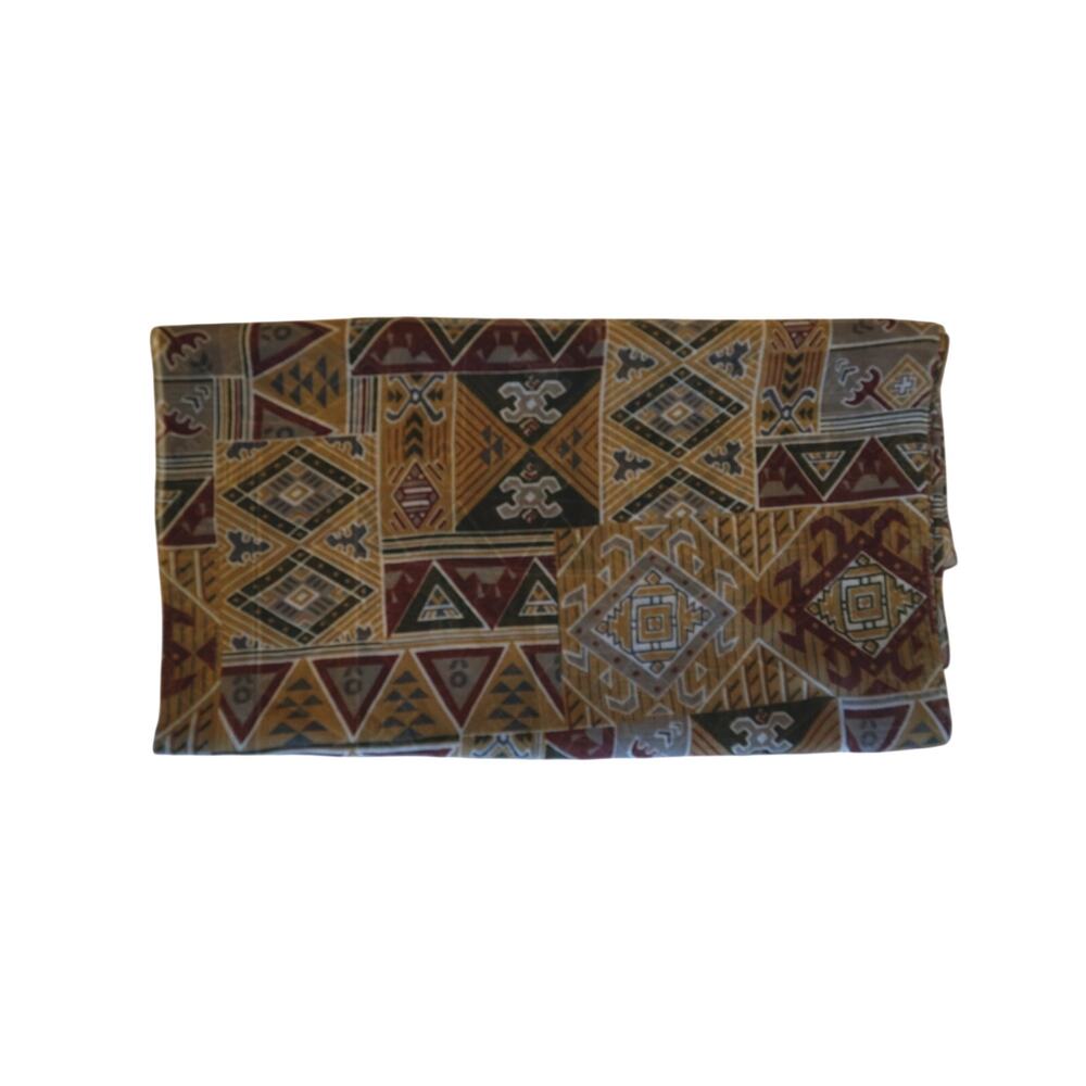 Vintage Basha Italian Scarf Geometric Aztec Tribal Print Brown Gray Square Italy
